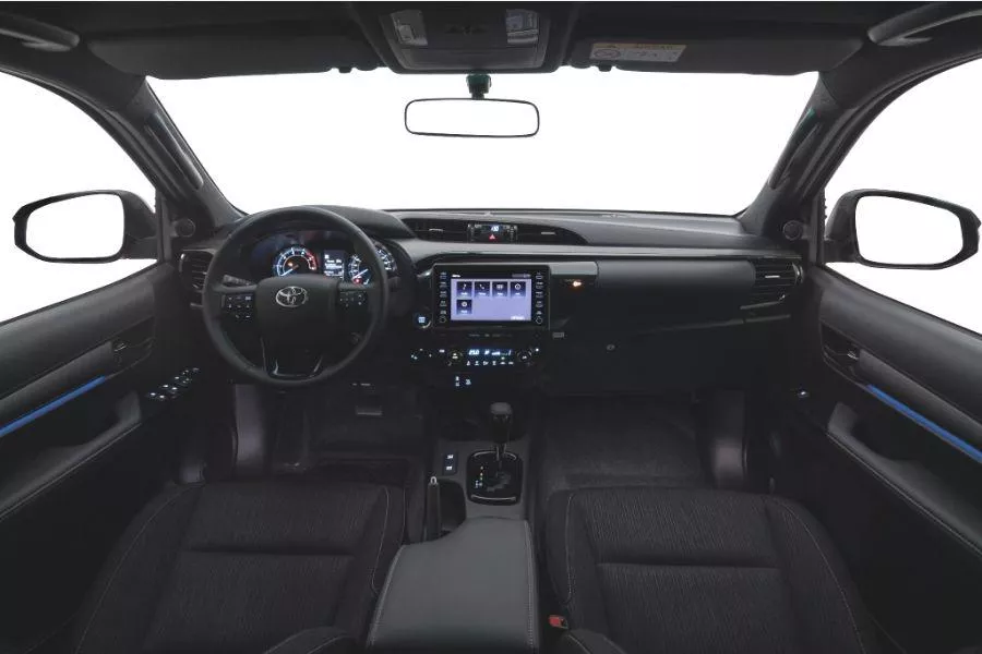 A picture of the interior of the Toyota Hilux