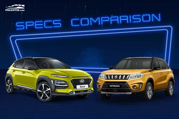 A picture of the Hyundai Kona vs the Suzuki Vitara head to head