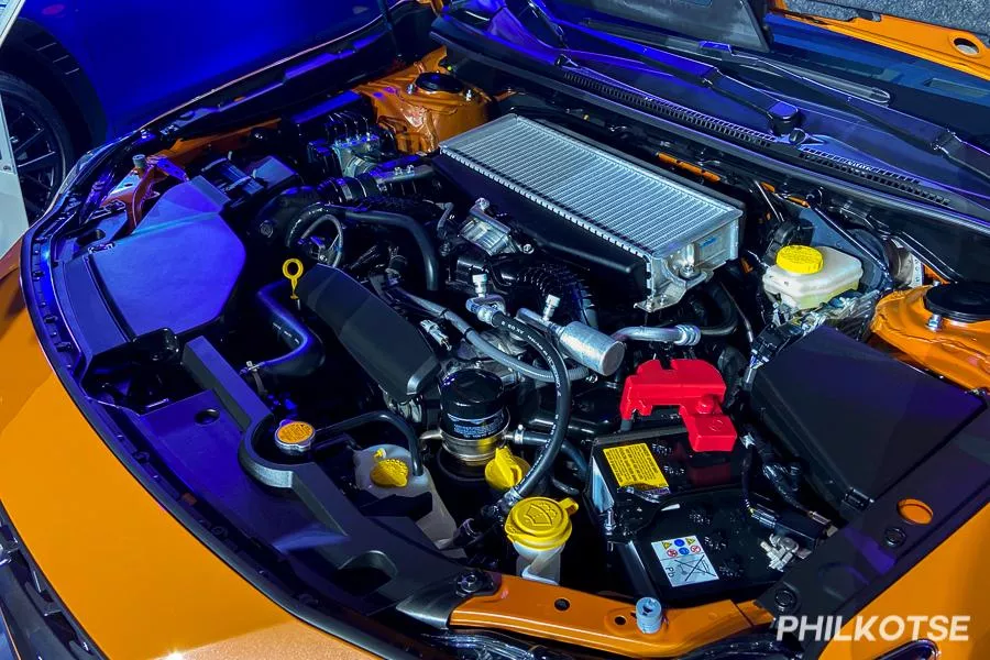 The Subaru WRX's 2.4-liter turbocharged boxer-four engine