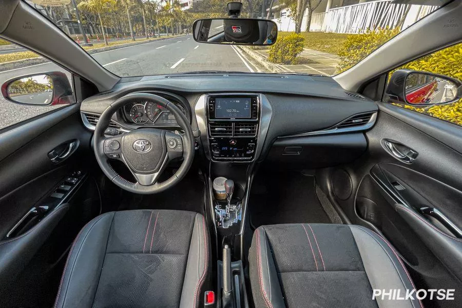 A picture of the Toyota Vios GR-S' cockpit.