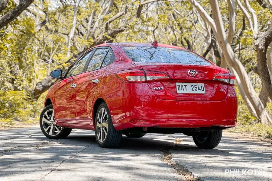 A picture of the rear of the Toyota Vios.