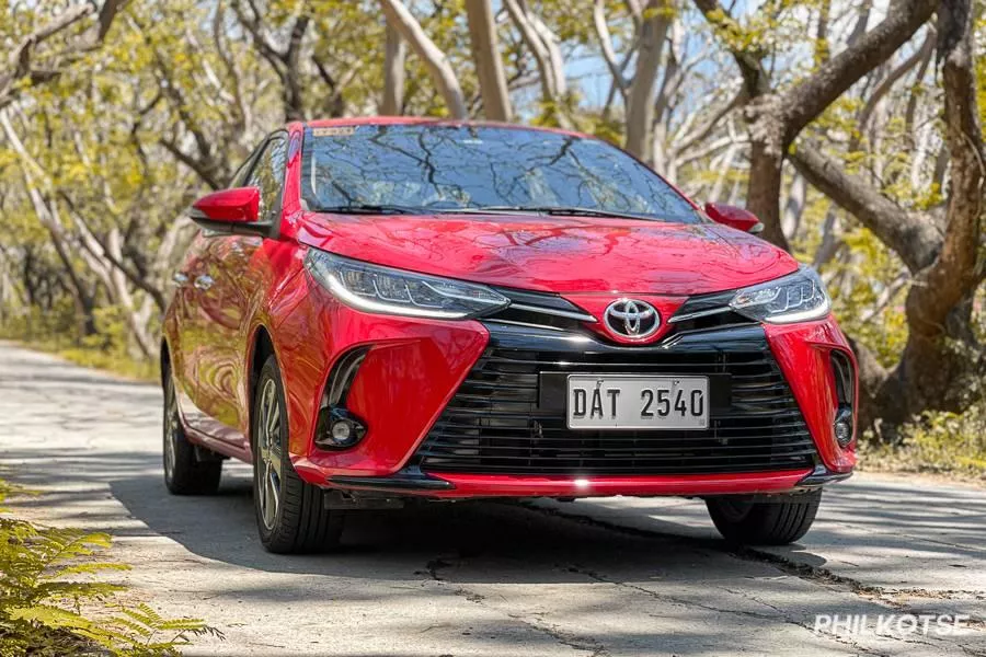 A picture of the Toyota Vios parked in the middle of the road.