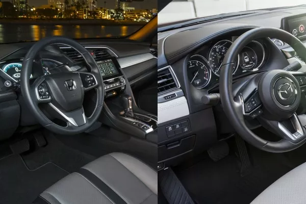 mazda 6 vs honda civic interiors