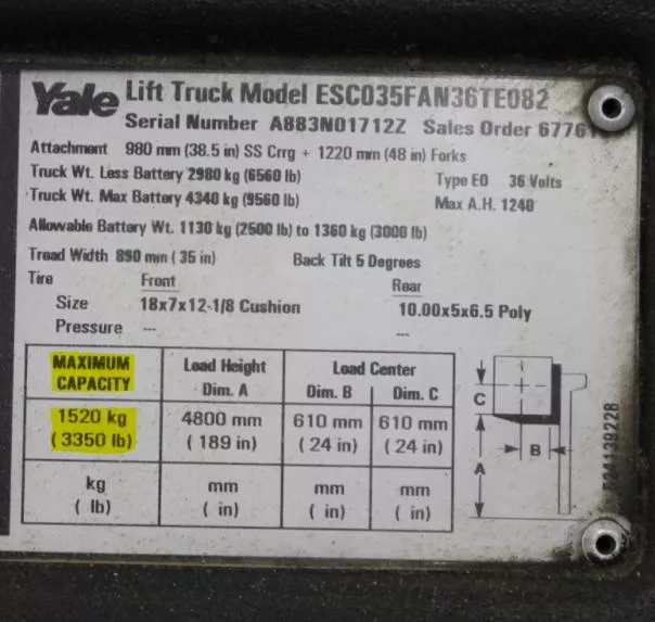 Open the driver’s side door and you find face a factory sticker telling all necessary specifications factory sticker telling specifications of a truck