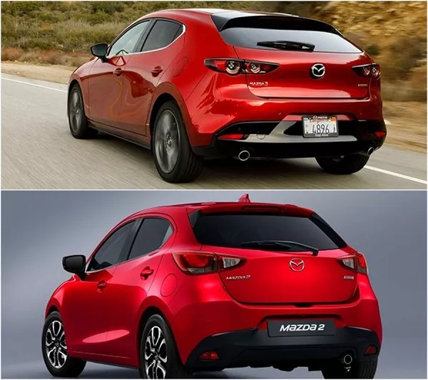 Mazda 2 vs Mazda 3 rear comparo