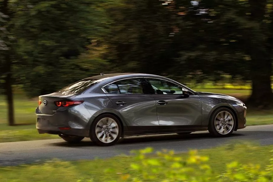 A picture of the Mazda3 on the road