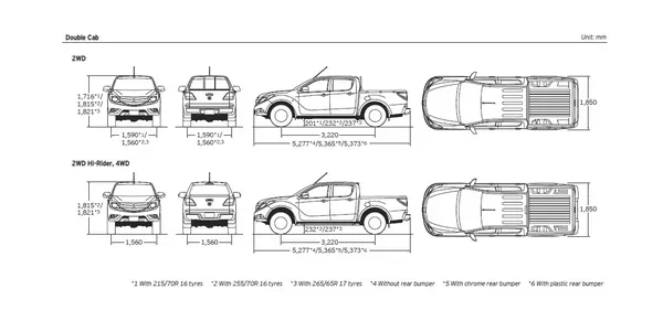 mazda bt50 dimensions