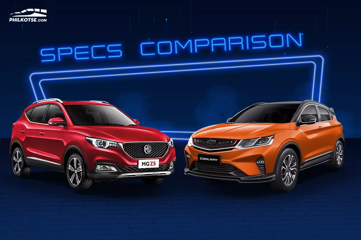 A picture of the MG ZS and Geely Coolray head to head