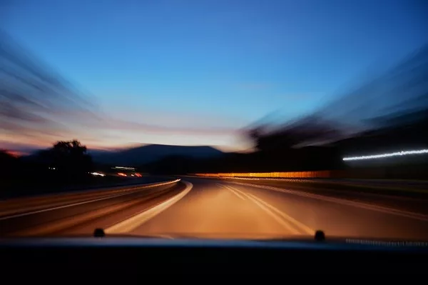 driving at high speed after sunset