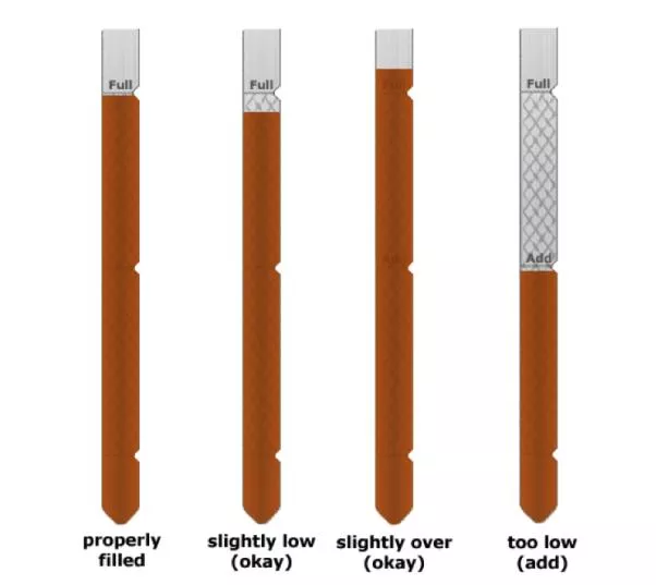 Oil dipstick reading