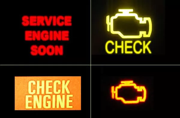 Check engine light on car dashboard