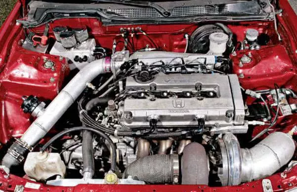 under the hood of a car