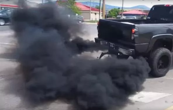 Black smoke from a diesel-fueled car