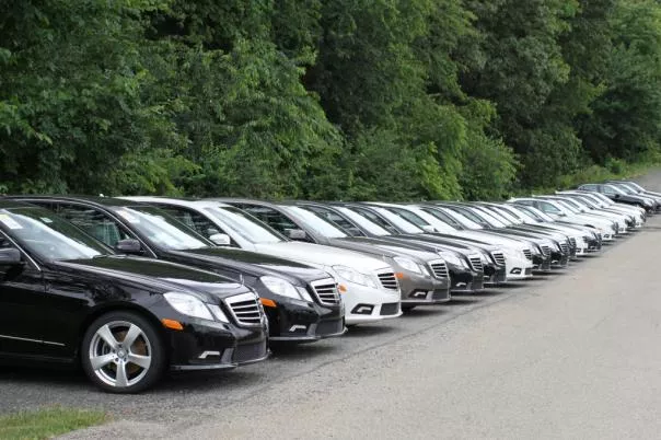 A row of parked cars