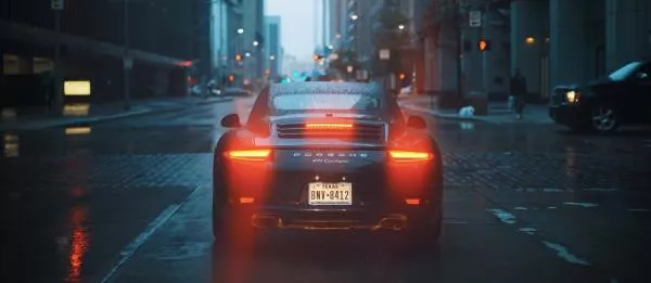 A Porsche's taillights