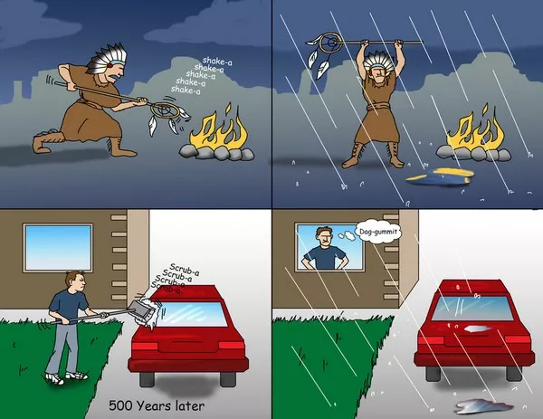fun comic explaining why it rains after a car wash