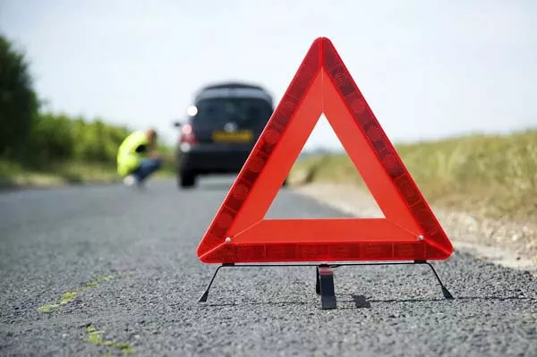 reflective triangle on the road