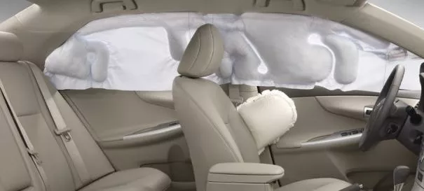 Side airbag activated in a car