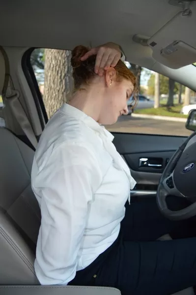 doing exercises in car