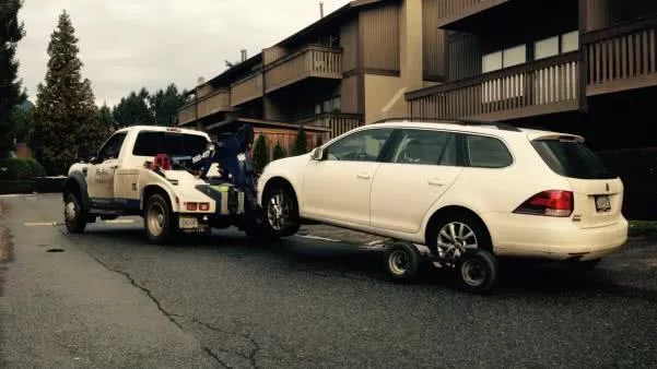 An SUV will typically need to be towed by another vehicle that has at least the same size and engine output A SUV being towed by a pickup truck