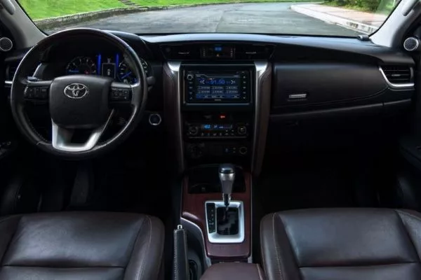 A picture of the interior of the Toyota Fortuner