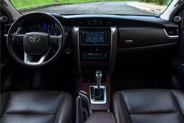 A picture of the interior of the Toyota Fortuner.