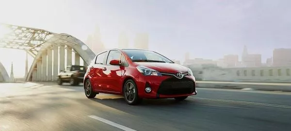 2017 Toyota Yaris on the road