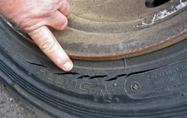 Cracks on a car tire