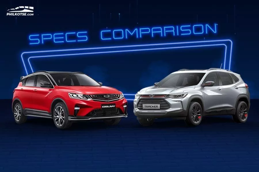 A picture of the Geely Coolray and the Chevrolet Tracker head to head